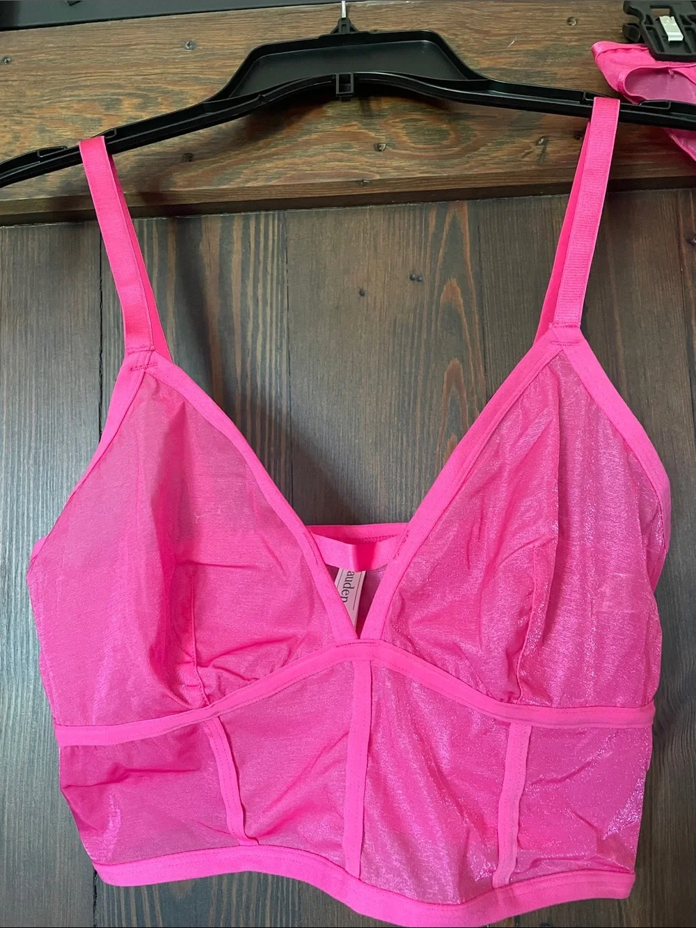 Auden Hot Pink Mesh Bralette & Bikini Brief Set